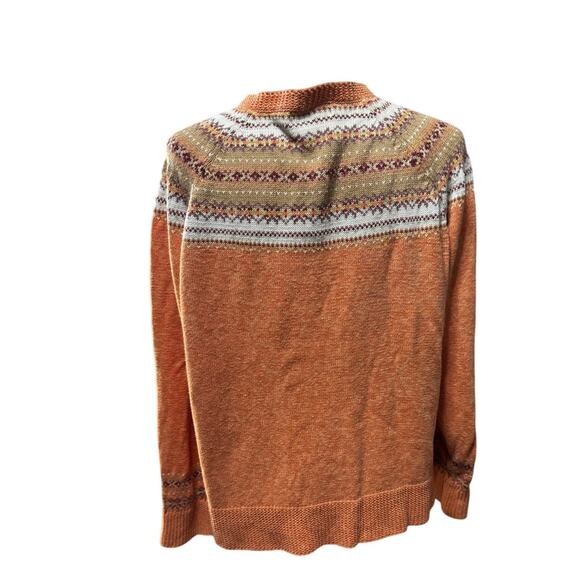Vintage Tiara Women Fair Isle Knit Cardigan – Orange Multi – Size 1X - Picture 3 of 7